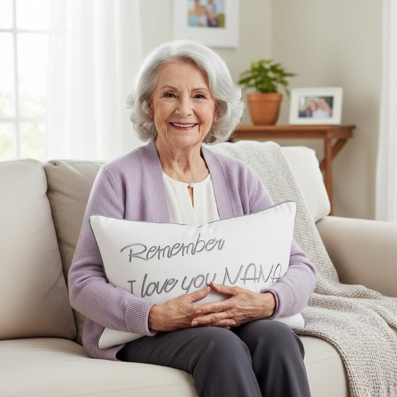 Sanmetex Nana Gifts for Christmas Thanksgiving Day, Nana Birthday Gifts, Best Gifts from Grandkids/Grandchildern - Grandson and Granddaughter with Remember I Love You Nana Pillow Cover 12x20 Inch. - Image 2